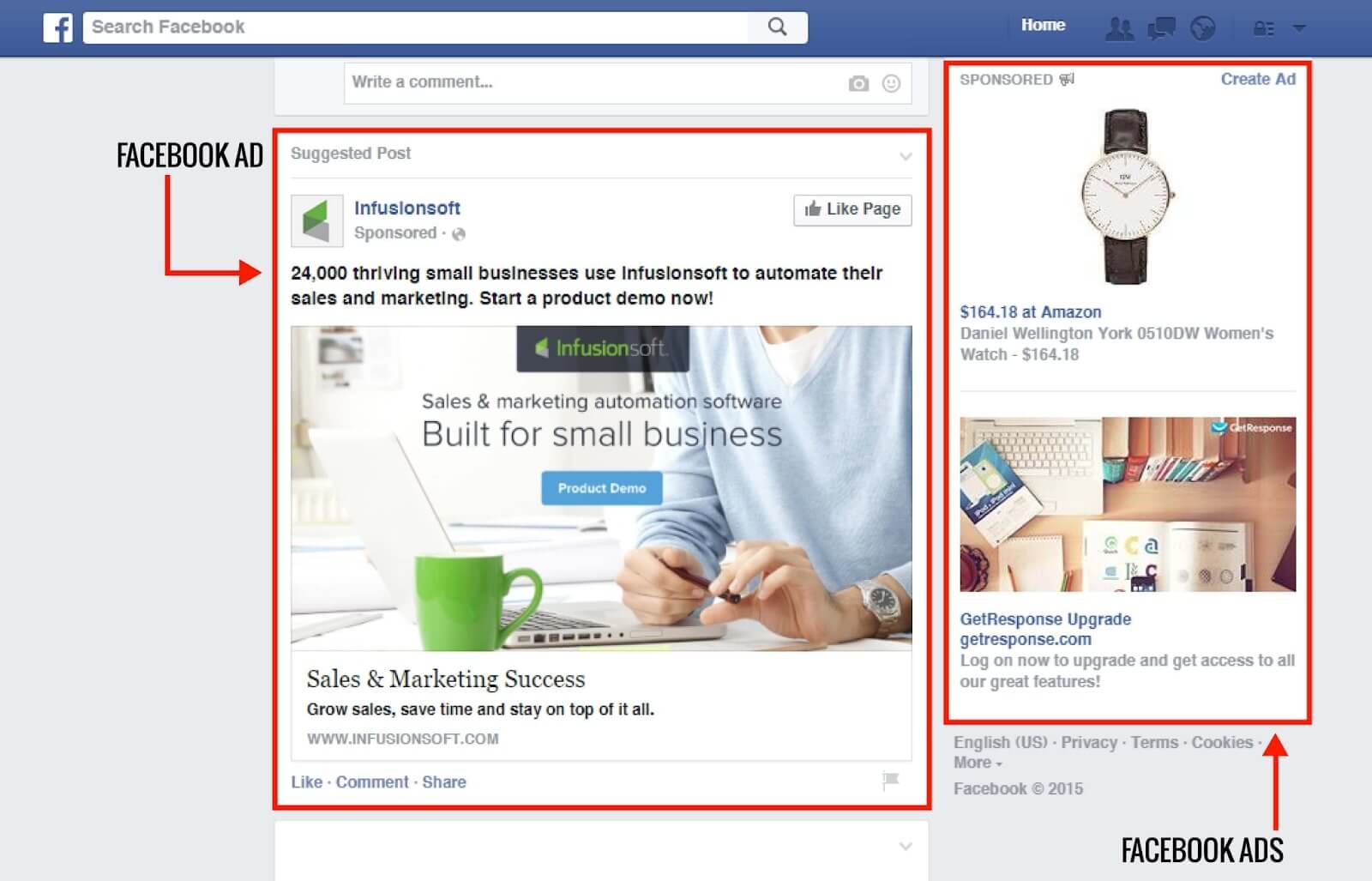 Facebook Ads là gì ở cột bên phải bảng tin
