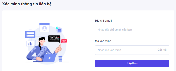 Điền địa chỉ email đăng ký TikTok Shop