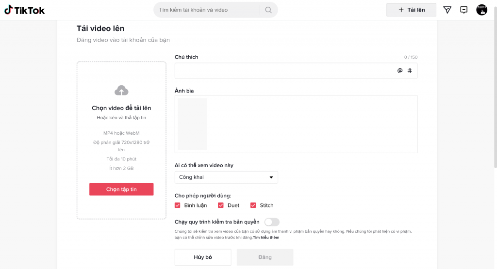 Chọn video tải lên TikTok