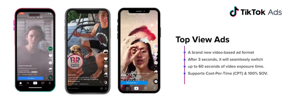 TikTok ad format and spec: Top View ads
