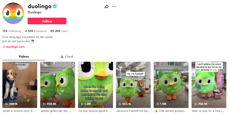 Tiktok Marketing best practice: Duolingo