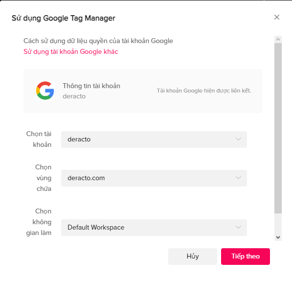 Điền thông tin trên Google Tag Manager