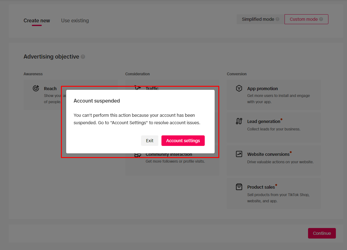 comment fermer un compte tiktok ads