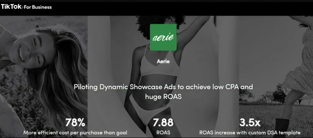 aerie - TikTok Dynamic Showcase Ads case study
