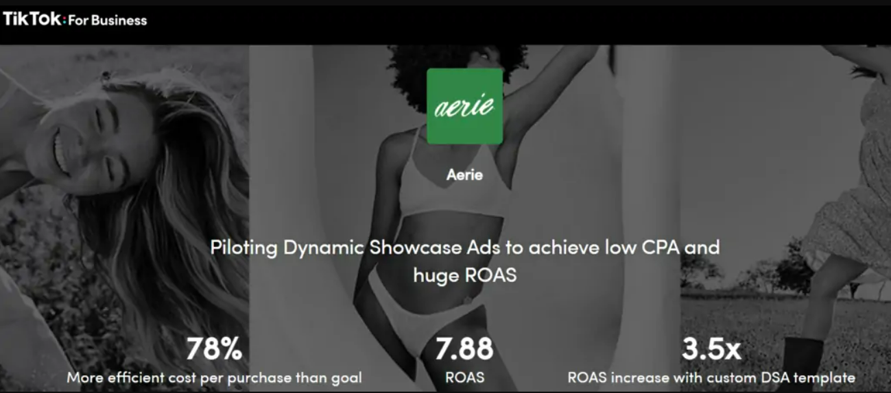 aerie - TikTok Dynamic Showcase Ads case study