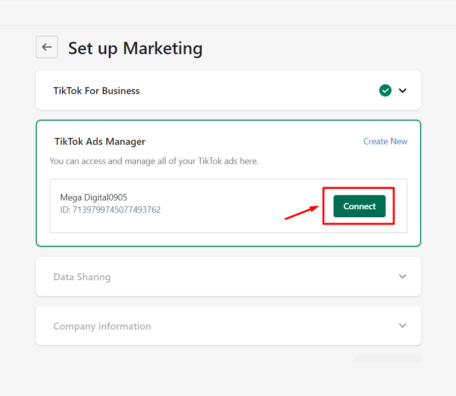 Connect Shopify to TikTok ads account