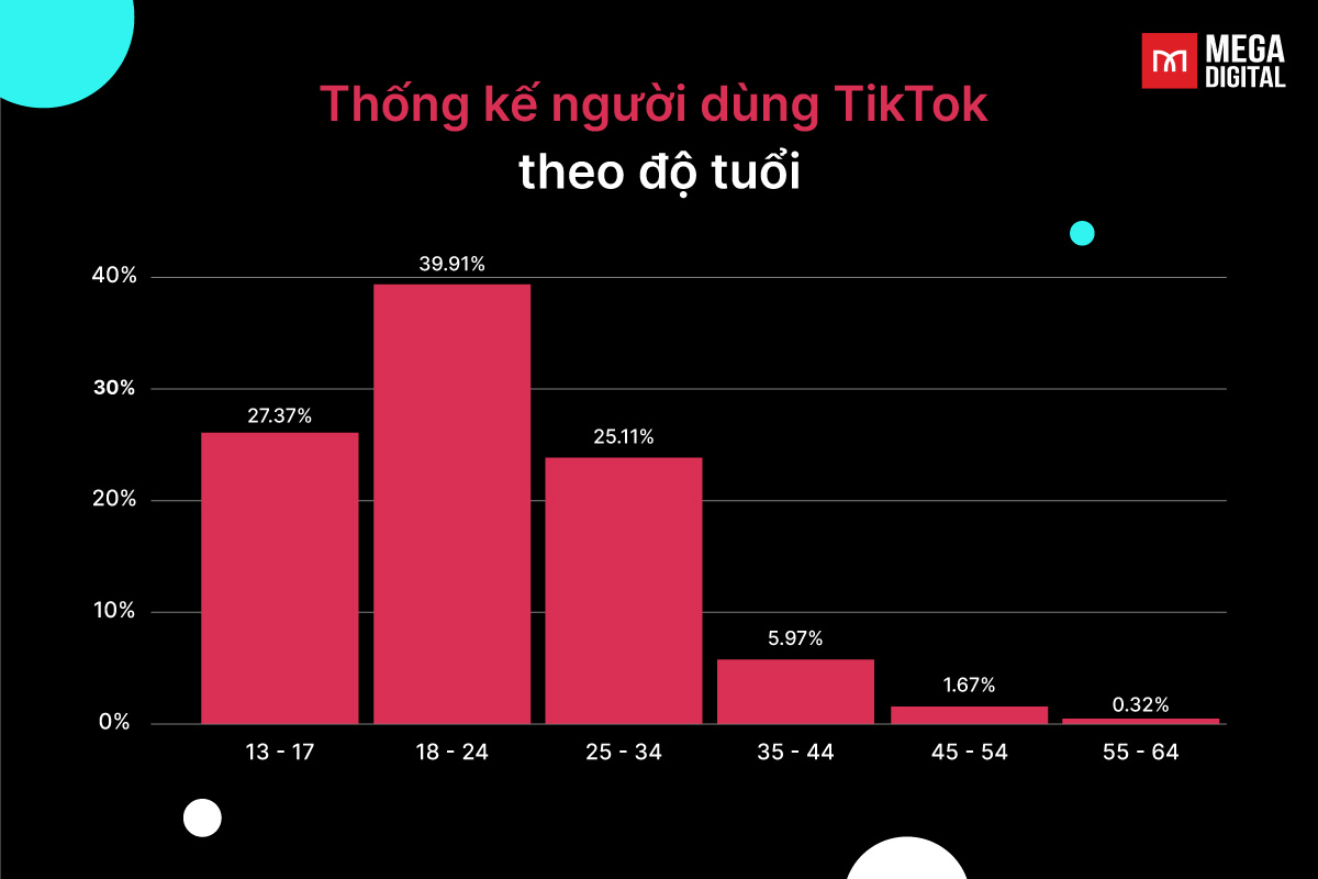 Thống kê người dùng TikTok theo từng độ tuổi