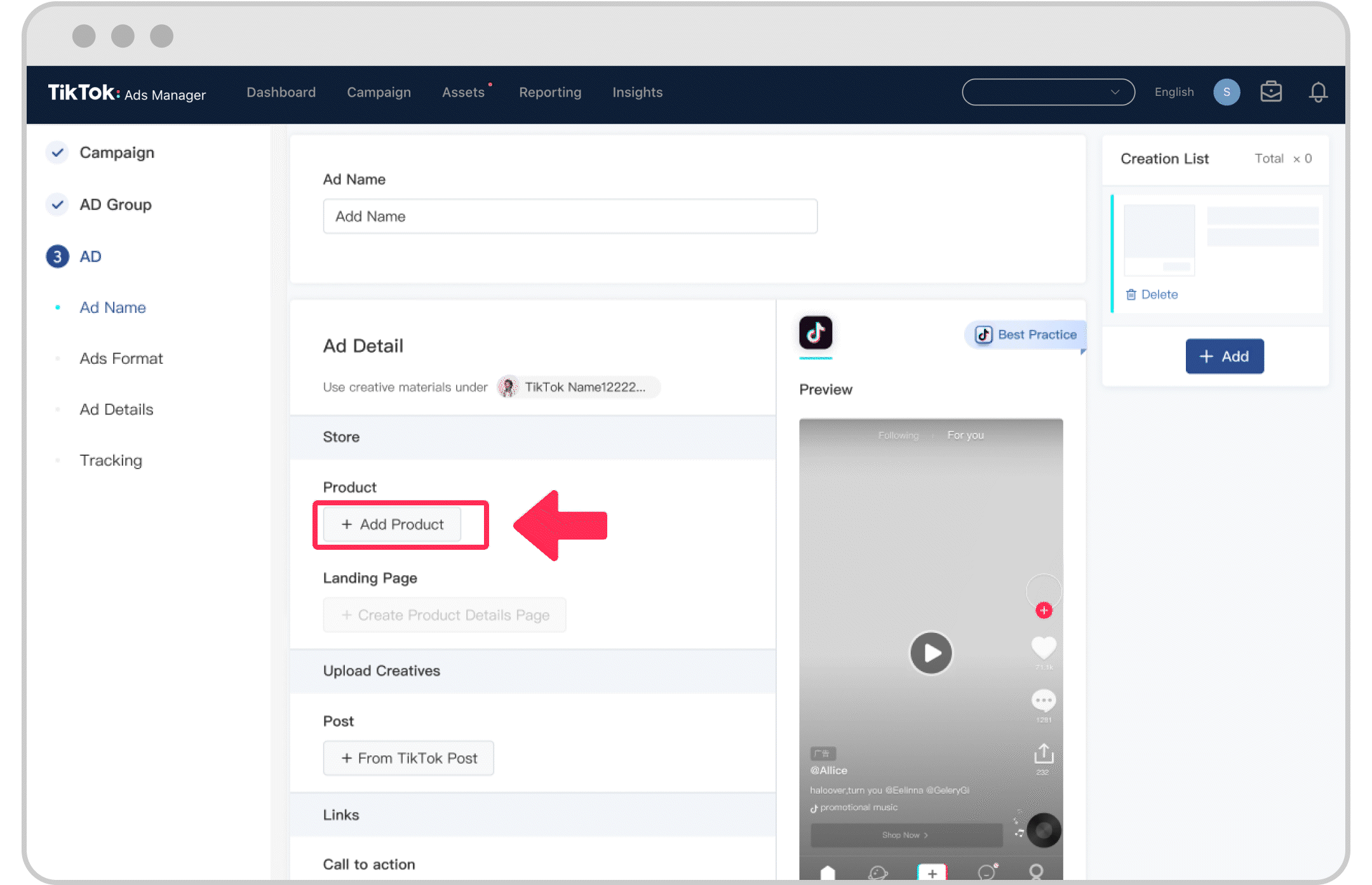 Add products to ad settings