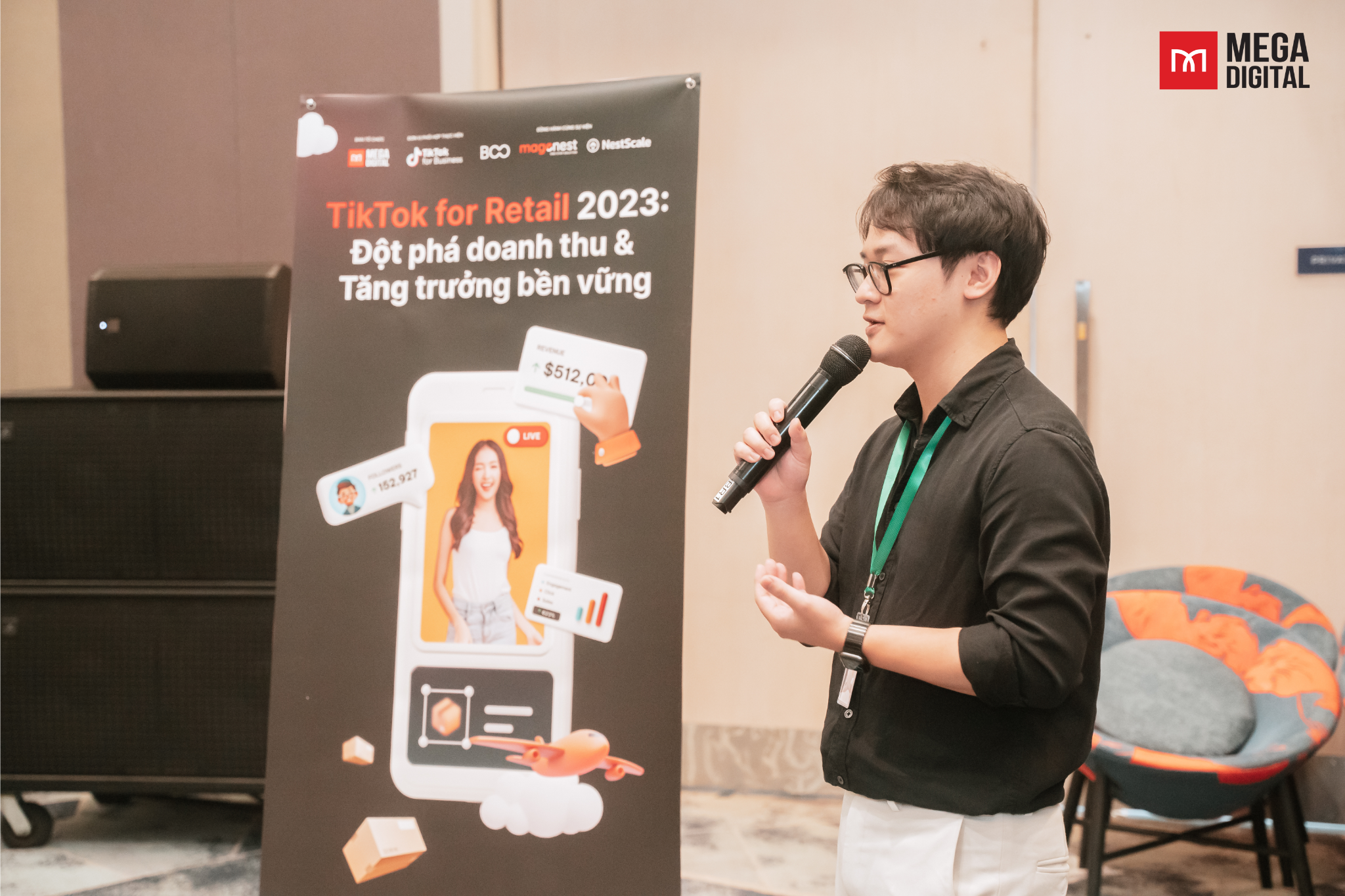 Anh Nguyễn Hoàng Lâm (BD Mega Digital) tại hội thảo TikTok for Retail 2023