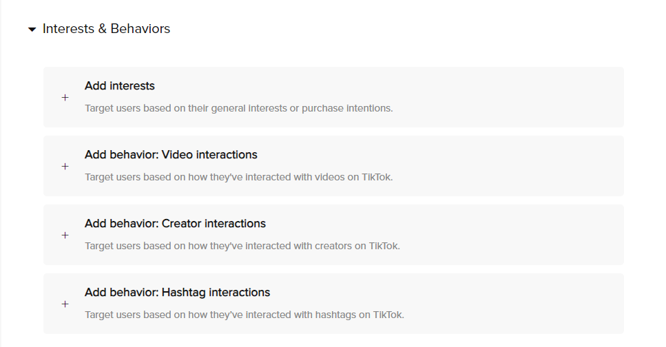 TikTok interest targeting