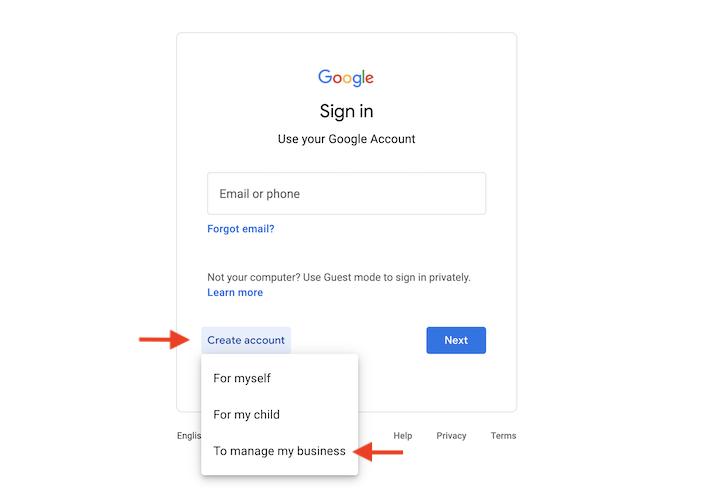 Create Google account