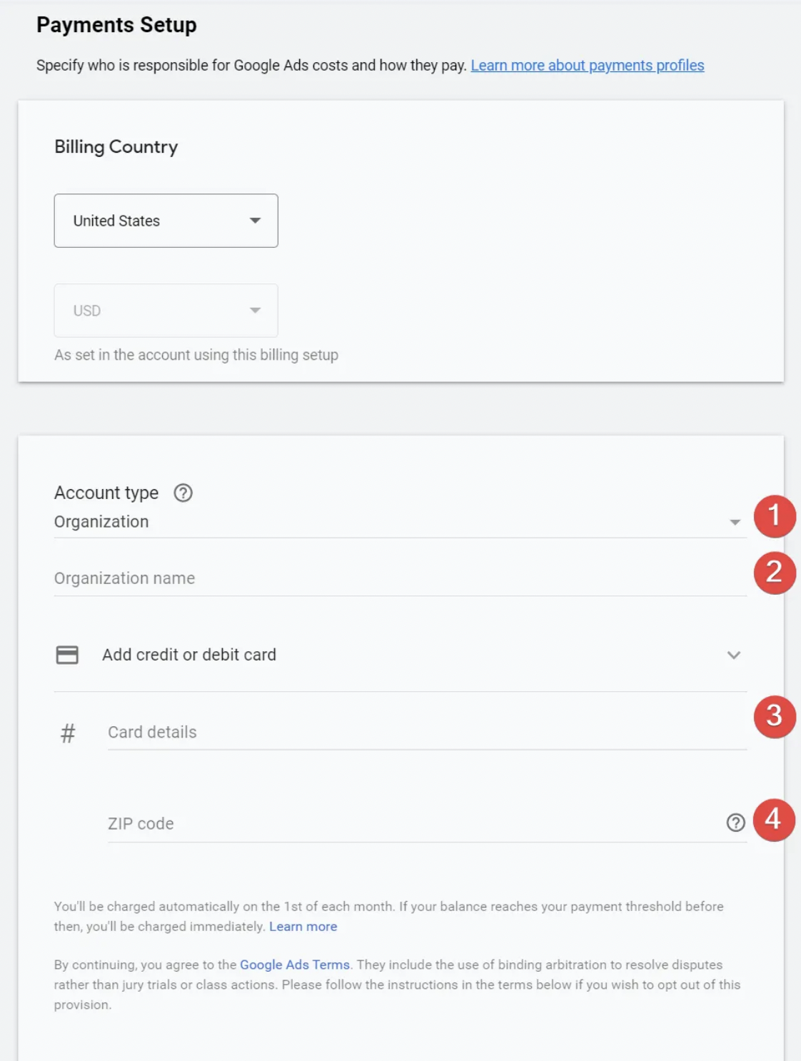 payments set up