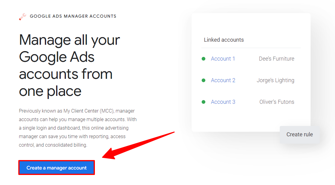 create a Google Ads manager account