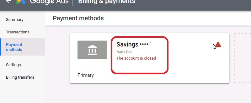 card been blocked by bank for suspicious payments