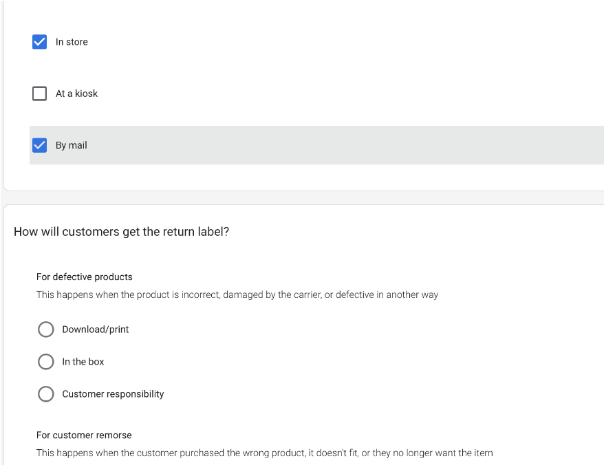 Answer questions regarding how people may return items