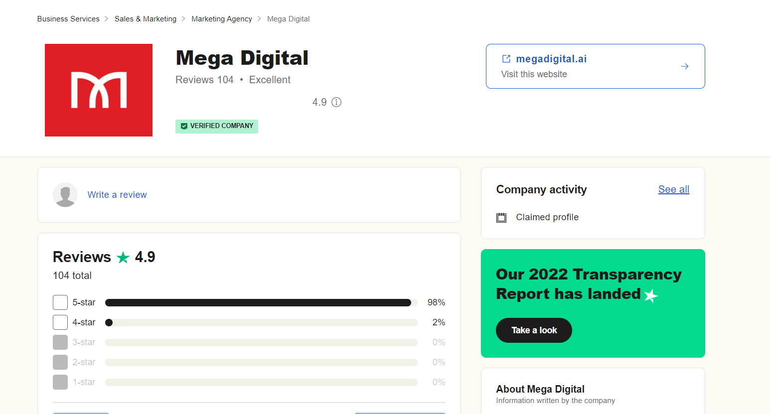 Mega Digital - Trustpilot