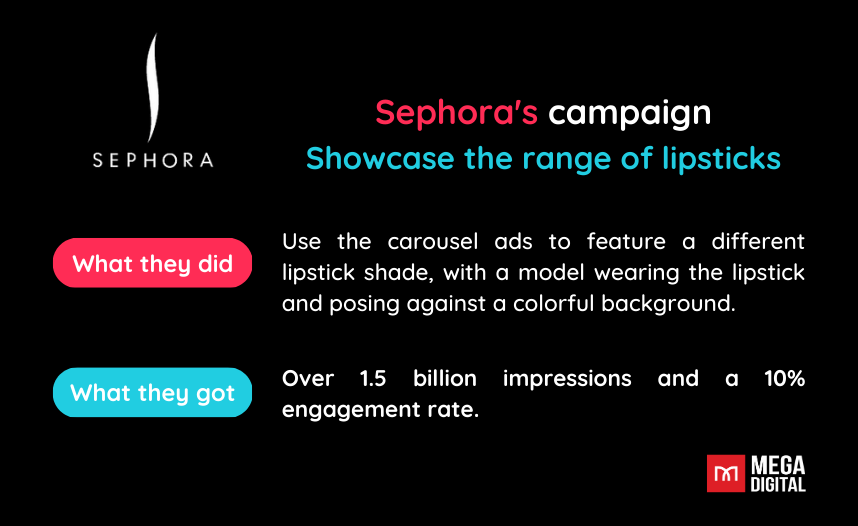 Sephora using carousel ads on TikTok