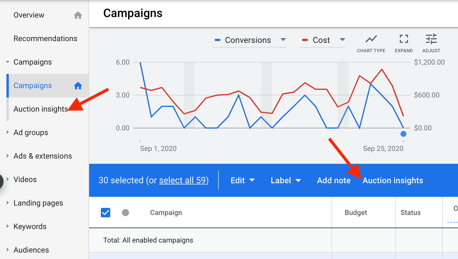 What are auction insights in Google Ads?