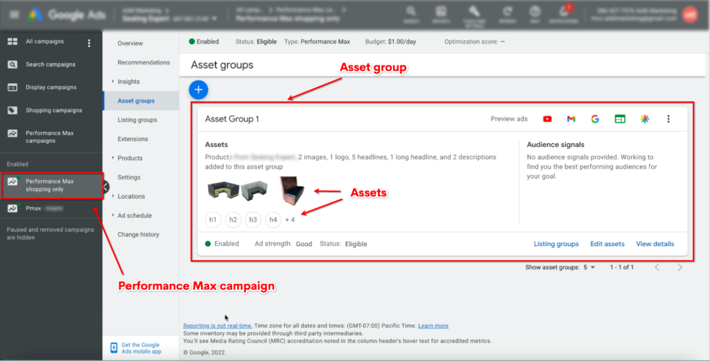 Optimize asset groups performance max