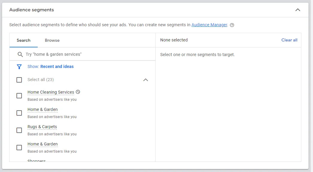 audience segments in google ads video campaigns