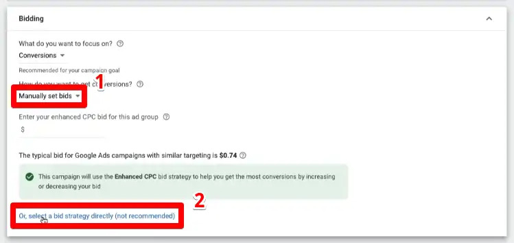 bidding strategy in google display ads