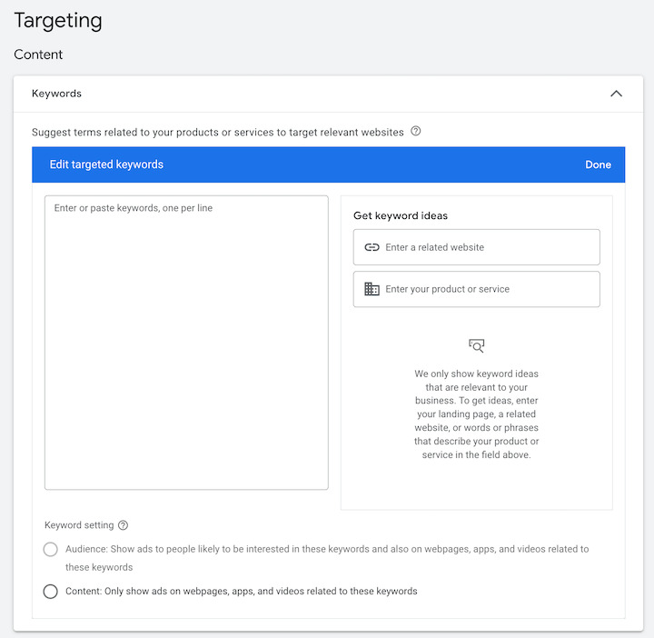 Google Display ads keyword targeting