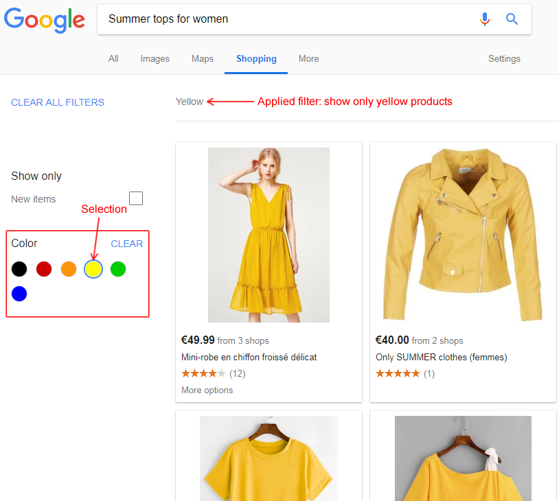 google shopping ads optimization list the colors