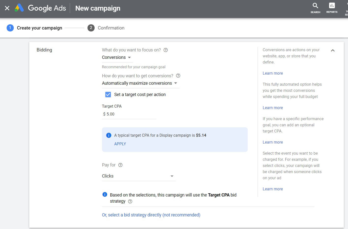 Step 4: Set budgeting and bidding