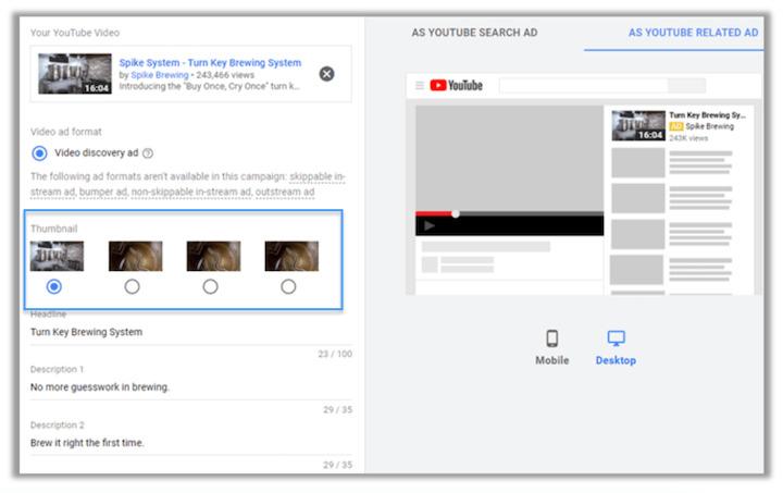 Test more than just videos in google ads video campaigns
