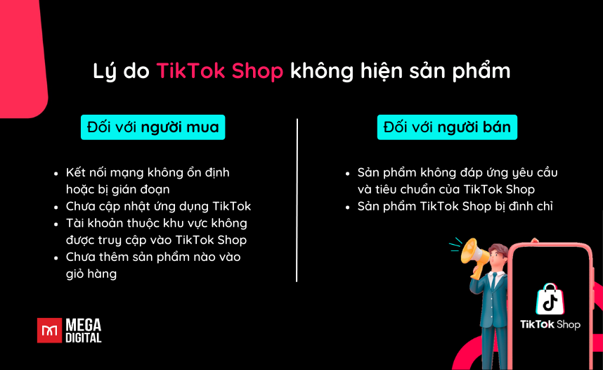 Vì sao TikTok Shop không hiện sản phẩm?