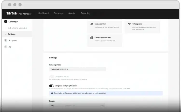 How to set up a TikTok CBO campaign?