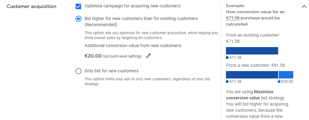 Focus on attracting new customers Performance Max for ecommerce