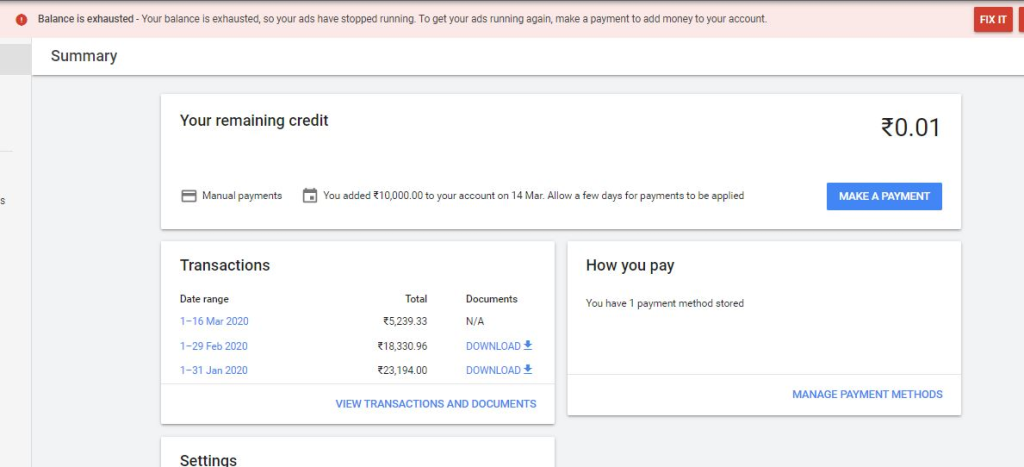 Google Ads payment issues