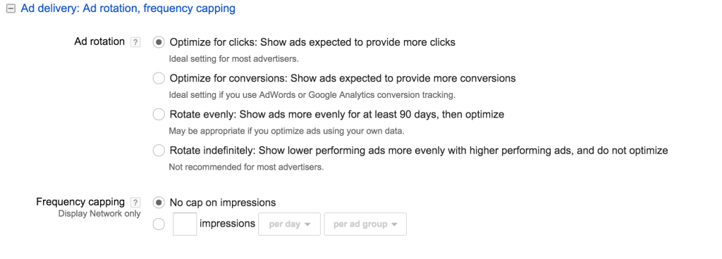 Optimize for Clicks adrotation google ads
