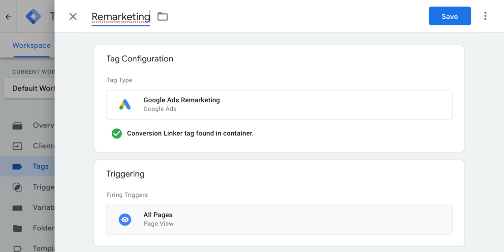 Create a Google Ads Remarketing Tag