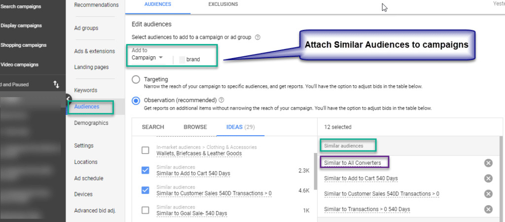 similar audiences google display ads targeting