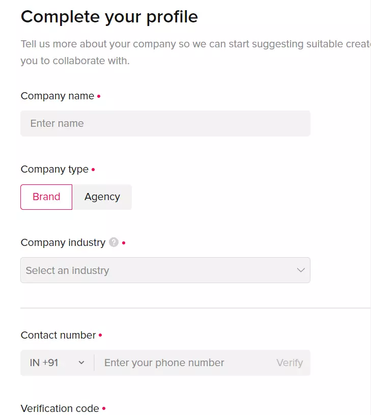 Complete your profile setup