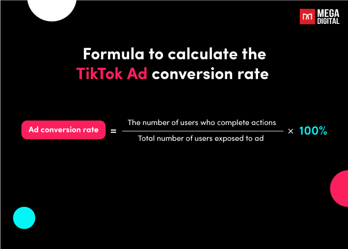 The formula to calculate the TikTok ad conversion rate