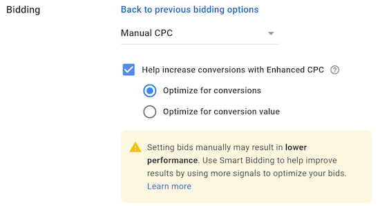 Google Ads bidding strategies - enhanced cpc