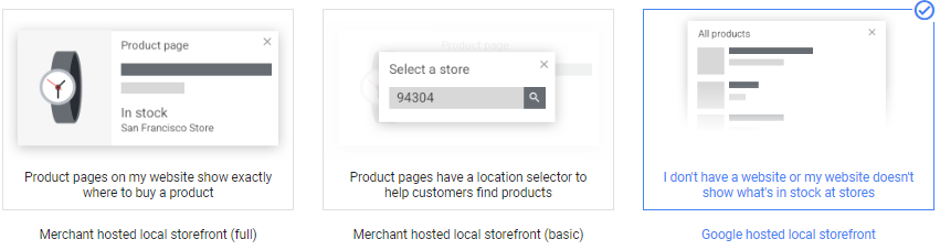 Google hosted local storefront