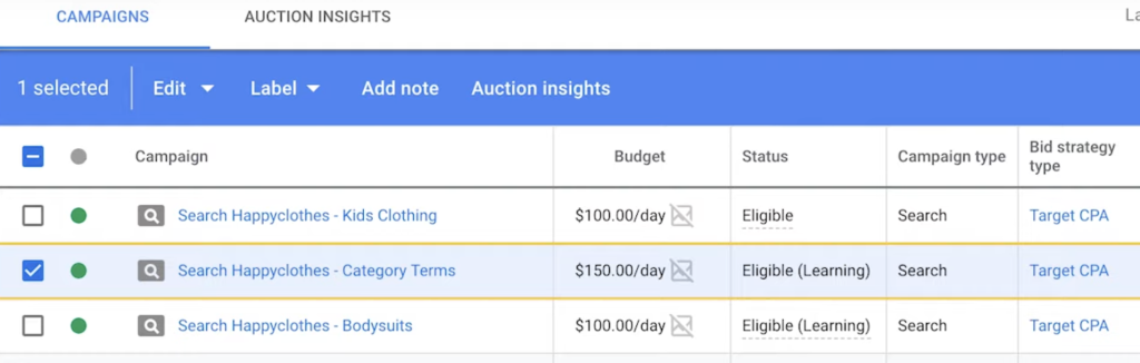 Save changes and start using Smart Bidding