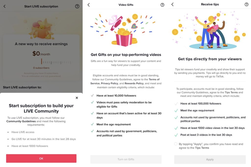 TikTok Series monetization requirements