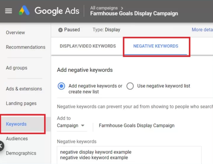 What are Google Shopping negative keywords?
