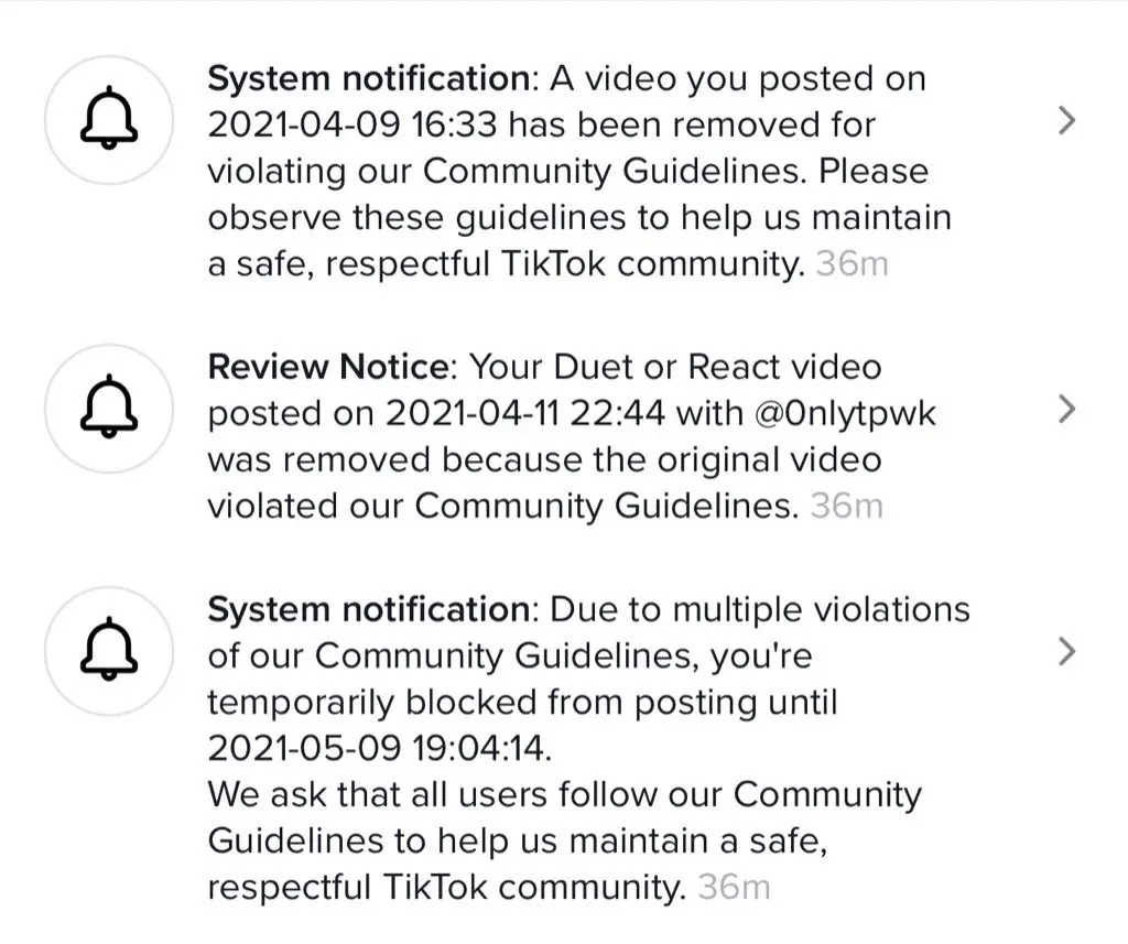 TikTok Temporary Ban (Cấm tạm thời)