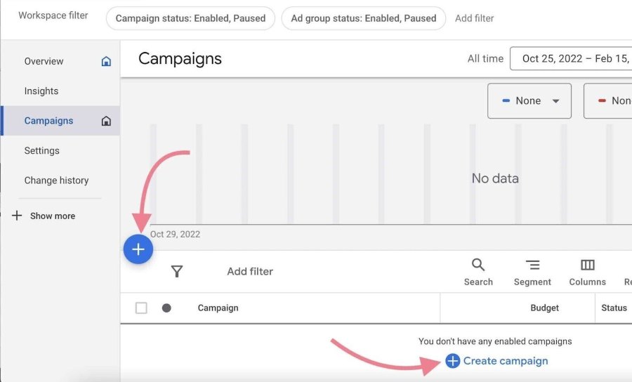 Create a new campaign Dynamic Search Ads