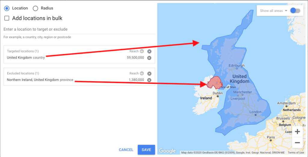 What is Google Ads location targeting?