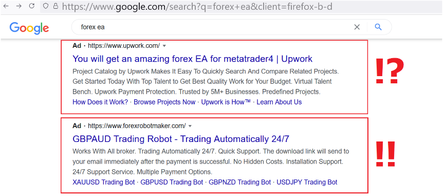 Google Ads Financial Services example 