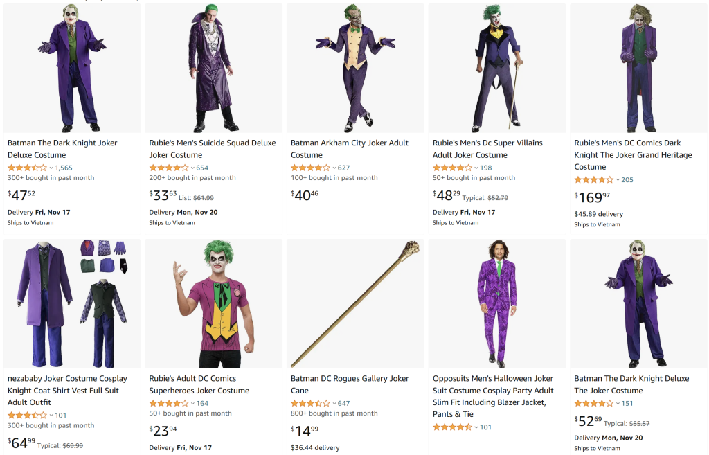 Halloween joker costumes