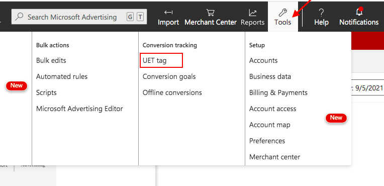 Step 1: Set up Microsoft Ads UET tag