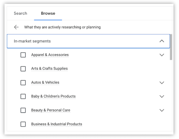 In-market segment targeting